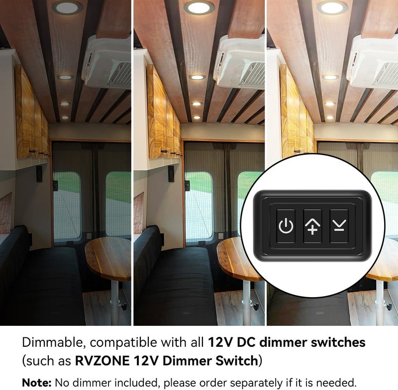 RVZONE 12 Volt LED Puck Light RV Boat Recessed Ceiling Light Super Slim LED Panel Light with Hole Puncher DC 12V 3W Full Aluminum Downlights 6 Pack,5500-6000k - Image 5